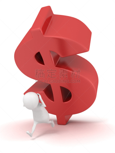 三维图形,男人,,美元符号,慢跑,商务,木偶,平衡,商业金融和工业,拿着