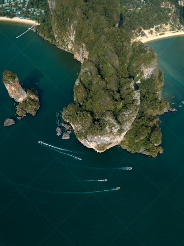 泰国,石灰石,岩石,莱雷海滩,奥南湾,全景,海洋,绿色,海滩,摄影