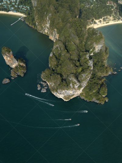 泰国,石灰石,岩石,莱雷海滩,奥南湾,全景,海洋,绿色,海滩,摄影