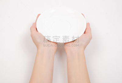 茶碟,白色,动物手,深的,空的,背景分离,食品,一个人,竞技场,简单