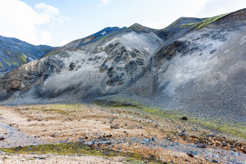 冰岛国,山,峡谷,fjallabak nature reserve,兰德玛纳,河床,土路,水,沟壑,水平画幅