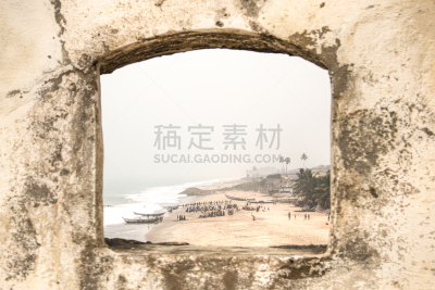 加纳,海岸线,斗篷,城堡,自然,奴隶,旅游目的地,水平画幅,建筑