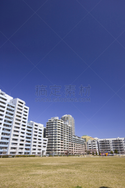 房屋,公寓,组物体,幕张市,千叶市,千叶县,垂直画幅,天空,地形,无人