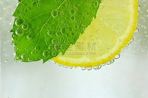 碳酸饮料,薄荷叶,柠檬蛋糕,水平画幅,绿色,水果,无人,果汁,饮料,柠檬