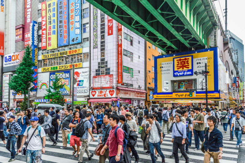 秋叶原,东京,街道,银座,电子广告板,行人,新宿区,涉谷区,荧光灯,人行横道