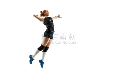 影棚拍摄,女性,青年人,排球运动,分离着色,背景聚焦,白色,体育团队,运动,背景分离