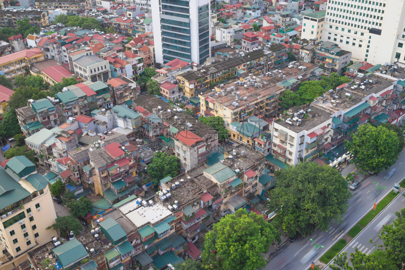 河内,越南,凌乱,社区,建筑外部,古老的,天线,时区,都市风景,康镇