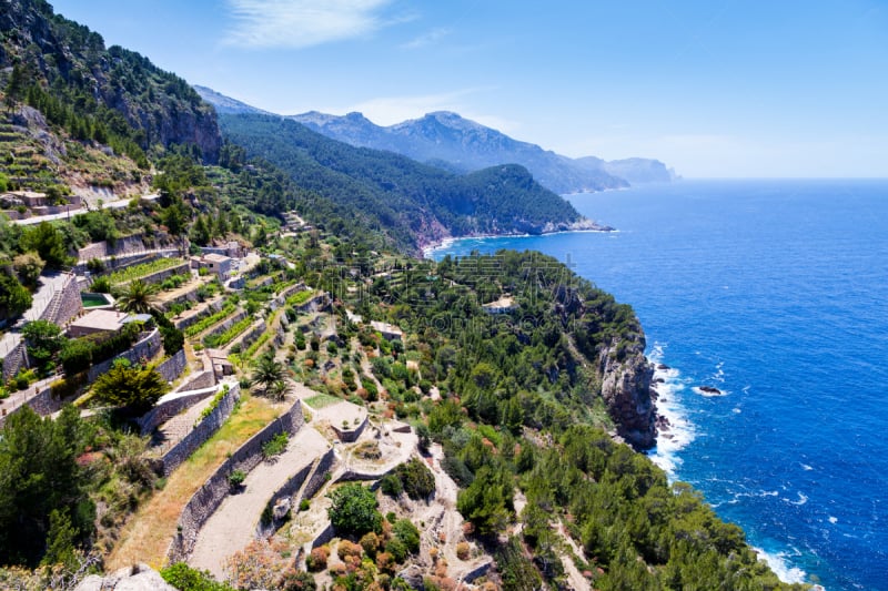 sierra de tramuntana,马略卡,水,天空,美,水平画幅,夏天,巴利阿里群岛,户外,热带气候