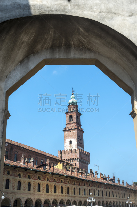 维杰瓦纳,广场,Doge's Palace,垂直画幅,纪念碑,天空,无人,古老的,帕维亚,户外