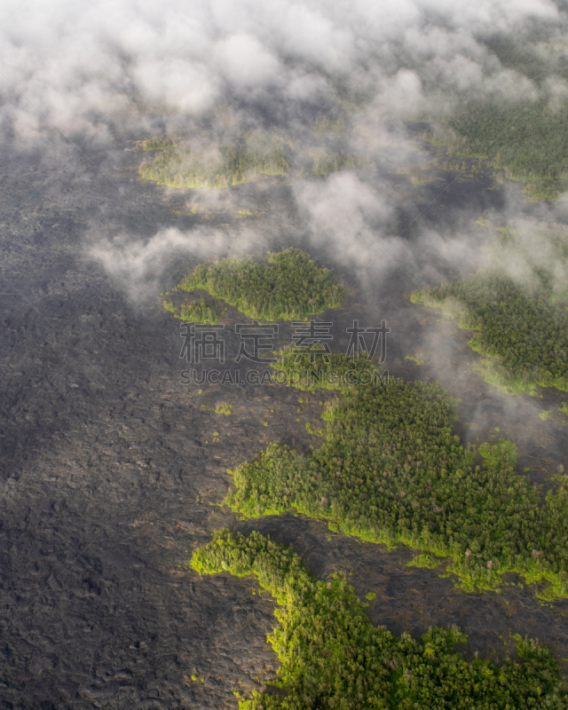 几劳亚活火山,风景,美国,夏威夷大岛,森林,多云,熔岩,航拍视角,爆发,旅游