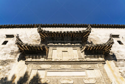 乡村,远古的,秋天,建筑檐口,安徽省,庭院,明朝风格,古典风格,中世纪时代,宁静