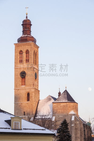 库特纳霍拉,圣-雅各布,波西米亚,古城,垂直画幅,天空,雪,无人,市区路