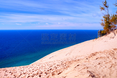 密歇根湖,五大湖,水,留白,高视角,沙子,纯净,夏天,湖,顶部