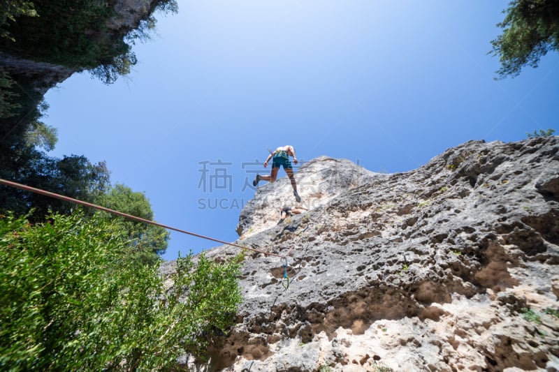 绳子,男人,山,风险,安全,运动,极限运动,仅男人,一个人,仅一个男人