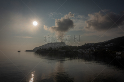 希腊诸岛,黎明,黄色,法国,橙色,希腊,图像,海洋,无人,户外