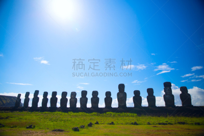 复活节岛 ,亚虎同卡瑞奇,采石场,复活节,水平画幅,人体,岛,海洋,采矿业,国际著名景点