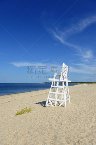 天空,沙子,白色,救生椅,蓝色,海滩,无人,紧急出口标志,紧迫,长岛