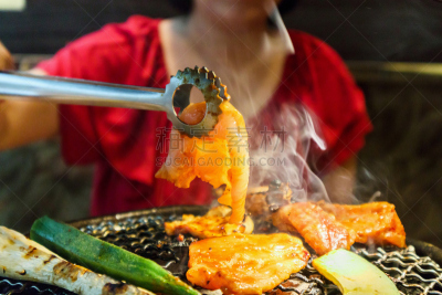 格子烤肉,朝鲜半岛,韩式烧牛肉,传统,蔬菜,牛排,热,清新,烤的,食品
