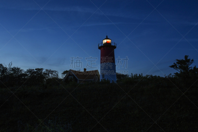 灯塔楼,天空,水平画幅,夜晚,无人,大西洋,夏天,斗篷,海洋,瑙塞特海滩