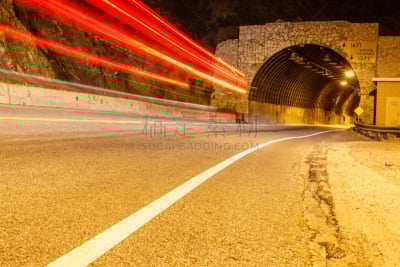 隧道,小路,水平画幅,夜晚,无人,洛杉矶县,街道,摄影