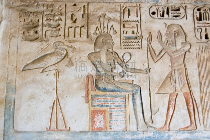 朱鹭,女神,rameses ii,古代文明,水平画幅,绘画艺术品,墙,雕刻物,鸟类,埃及