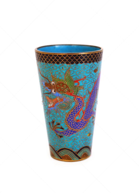 清朝,古董,杯,景泰蓝,垂直画幅,饮食,绿色,无人,蓝色,珐琅