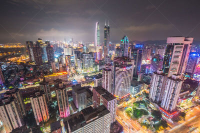 深圳,都市风景,商务研讨会,会议中心,广东省,水平画幅,建筑,夜晚,无人,交通
