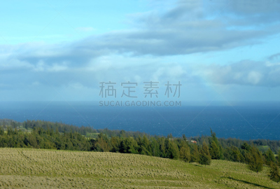 彩虹,风景,远距离,速降滑雪,哈玛库亚海岸,夏威夷大岛,天空,水平画幅,高视角,无人
