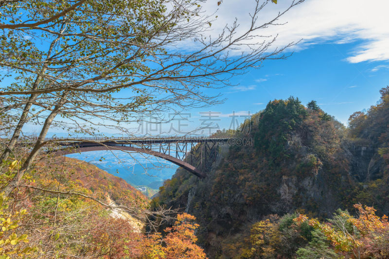 秋天,风景,城市天际线,太东,万代山,福岛里,福岛市,山形县,福岛县,拱桥