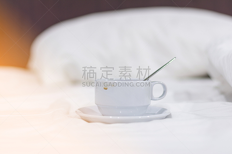 咖啡杯,毯子,早晨,白色,饮料,可爱的,杯,舒服,食品,泰国