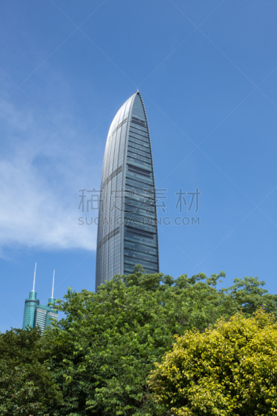 深圳,城市天际线,地王大厦,深圳京基100,白云山脉,垂直画幅,天空,留白,水平画幅,无人