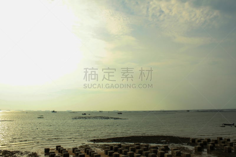 海洋,波浪,水泥,平底船,围墙,破浪堤,混泥土块,防波堤,遮护的手势,水