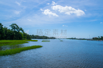 威明顿,北卡罗来纳,园林,欢乐,水平画幅,云,苔藓,草坪,夏天
