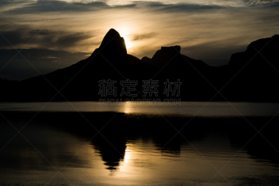 泻湖,特拉华,黄昏,湖,巴西,户外,天空,城市,都市风景