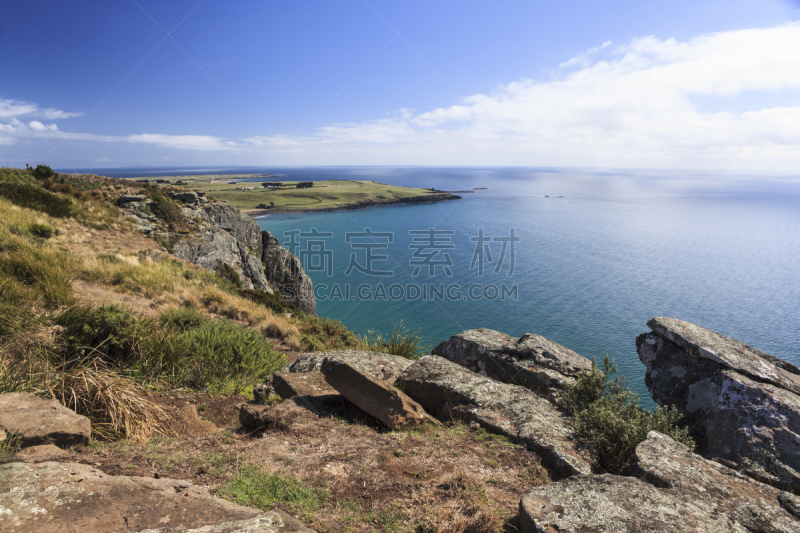 塔斯马尼亚,司坦利,塔斯曼半岛,巴思海峡,塔斯曼海,自然,水,天空,水平画幅,绿色