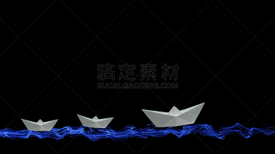 留白,领导能力,黑色背景,海洋,波浪,折纸工艺,概念,帆,三个物体,显示器