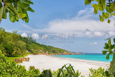 海滩,拉迪戈岛,塞舌尔,小的,水,天空,美,水平画幅,云,沙子