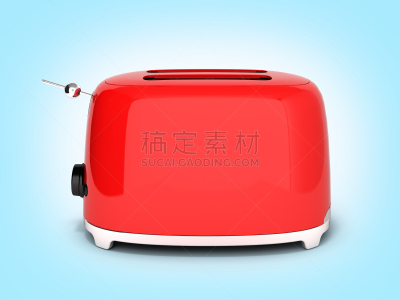多士炉,三维图形,红色,侧面视角,渐变背景,蓝色,40-80年代风格复兴,厨房用品商店,用具,不锈钢