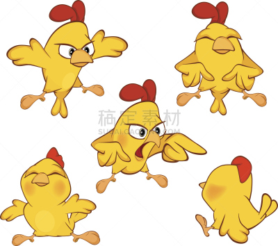 可爱的,绘画插图,动画片,黄色,鸡,农业,背景分离,野生动物,翅膀,动物群