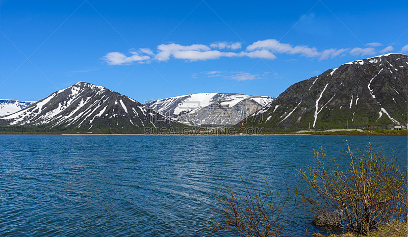 巨大的,湖,山,风景,白昼,晴朗,摩尔曼斯克,湖岸,北极,水