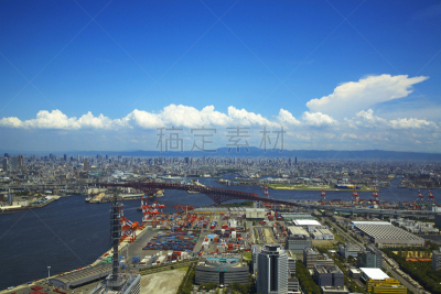 大阪府,海湾,居住区,大阪市,港区,海港,城镇景观,水平画幅,地形,建筑