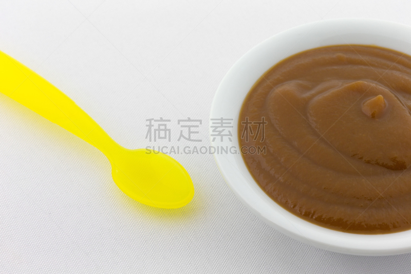 婴儿食品,西梅,碗,苹果,水平画幅,素食,无人,膳食,塑胶,特写