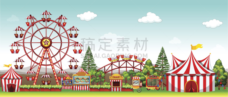 游乐园,白昼,马戏团,票,绘画插图,剪贴画,计算机制图,计算机图形学,户外,图像