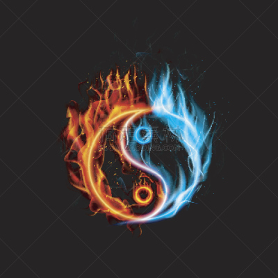 阴阳符,火,黑色背景,迪言高原,杨传广,地狱,灵性,绘画插图,计算机制图
