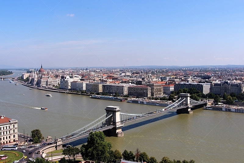 链桥,全景,布达佩斯,城镇,塞切尼链桥,纪念碑,水,天空,水平画幅,无人