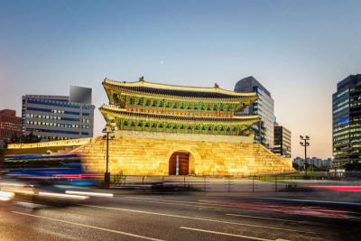 南大门,首尔,韩国,夜晚,南大门市场,朝鲜半岛,建筑檐口,屋檐,著名景点,城墙