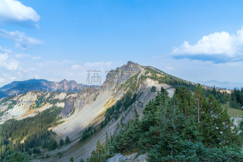 山,湖,黎明,阴影,雷尼尔山国家公园,自然,天空,美国,水平画幅,地形