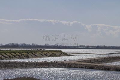 填海造地,堤岸,排水沟,水,威尼托大区,水平画幅,无人,泻湖,海洋,水坝