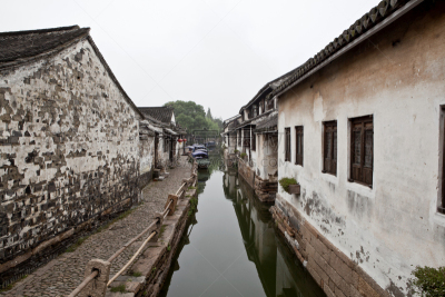 周庄,水乡,江苏省,美,公园,水平画幅,美人,运河,古老的,居住区