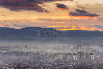 云,皮罗特,都市风景,雾,日光,在上面,非凡的,视角,飘然,曙暮光